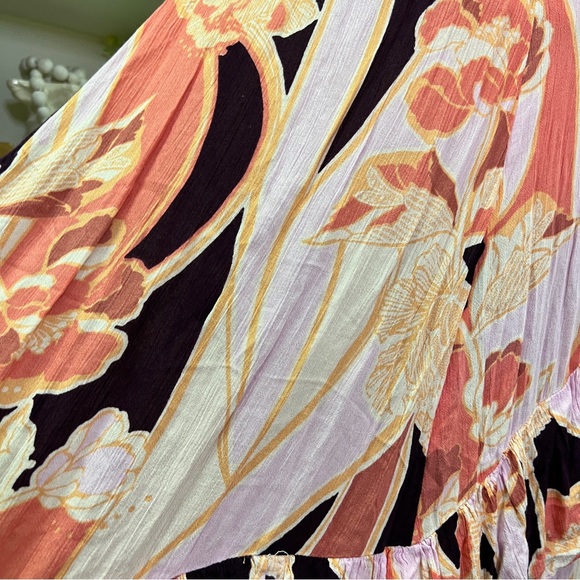 Free People Bring Back The Summer Ruffle Maxi Skirt Pink and Purple Floral - Picture 3 of 13